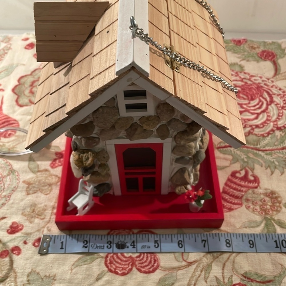 Bird House w Flowers and Rocking Chair Red Platform - Picture 5 of 15
